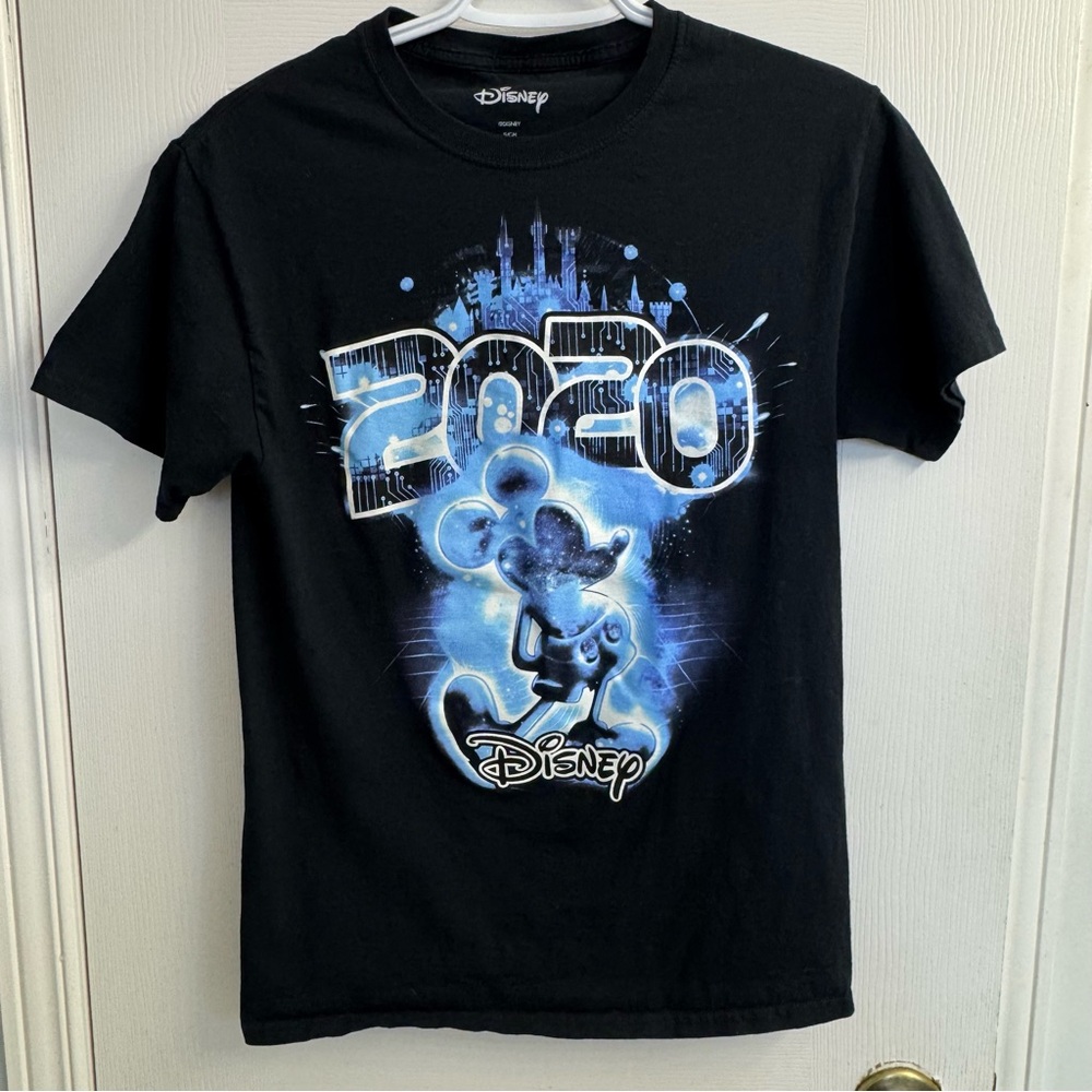Disney Mickey Mouse 2020 Glow in the Dark Graphic T-Shirt Black Women's Small